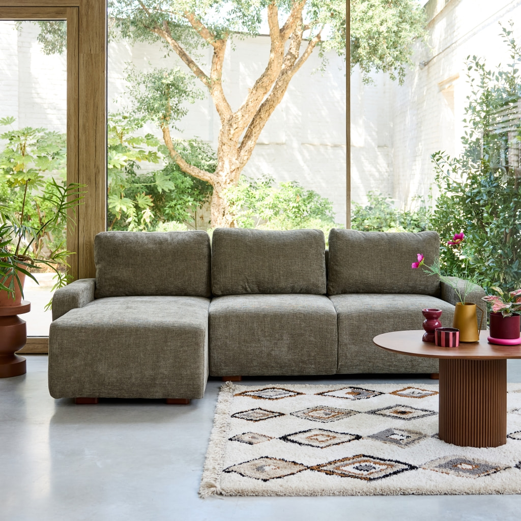 Canapé d'angle gauche 3 places tissu  DANY