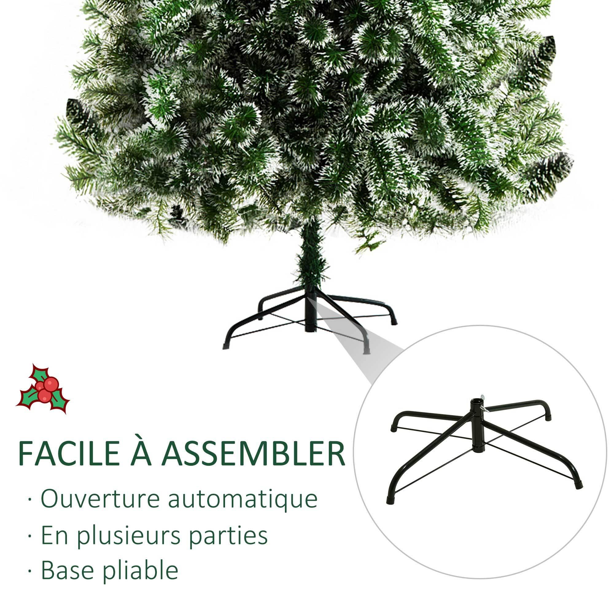 Sapin de Noël artificiel aspect enneigé Ø 100 x 210H cm 968 branches épines imitation Nordmann grand réalisme