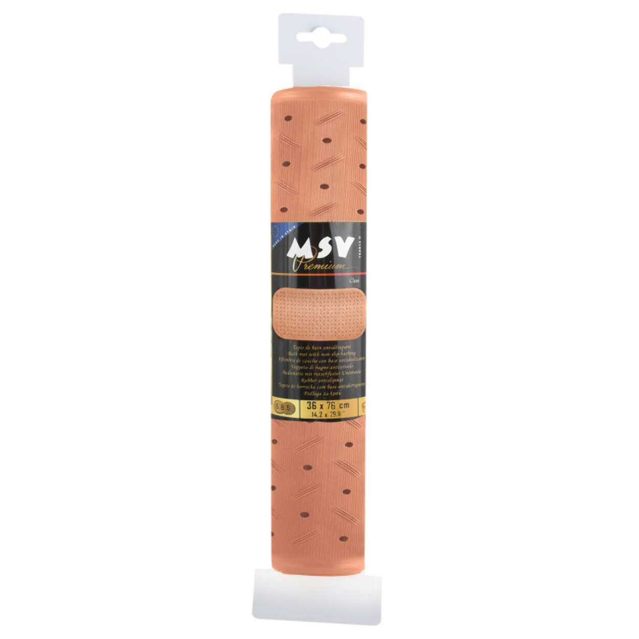 MSV Tapis Fond de douche antidérapant Caoutchouc CLASS 54x54cm Pêche