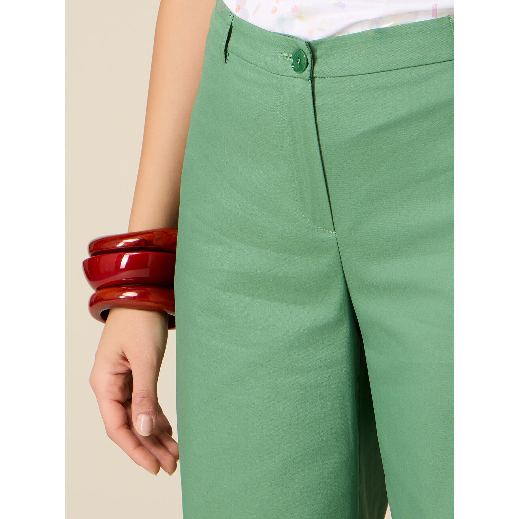 Oltre - Pantaloni cropped misto cotone - Verde
