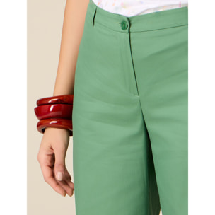 Oltre - Pantaloni cropped misto cotone - Verde