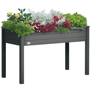 Huerto Urbano Elevado de Madera, Mesa de Cultivo con Tela no Tejida y 4 Orificios de Drenaje, para Cultivo, Plantas, Flores y Verduras, 122,5x56,5x76 cm, Gris Oscuro