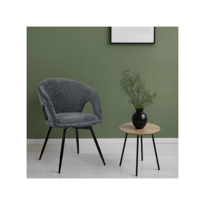Chaise rotative 180° en tissu doux avec accoudoirs - AMBRE