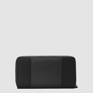 Piquadro Portafogli grande, 4 soffietti con zip, porta monete, porta carte di credito, protezione RFID