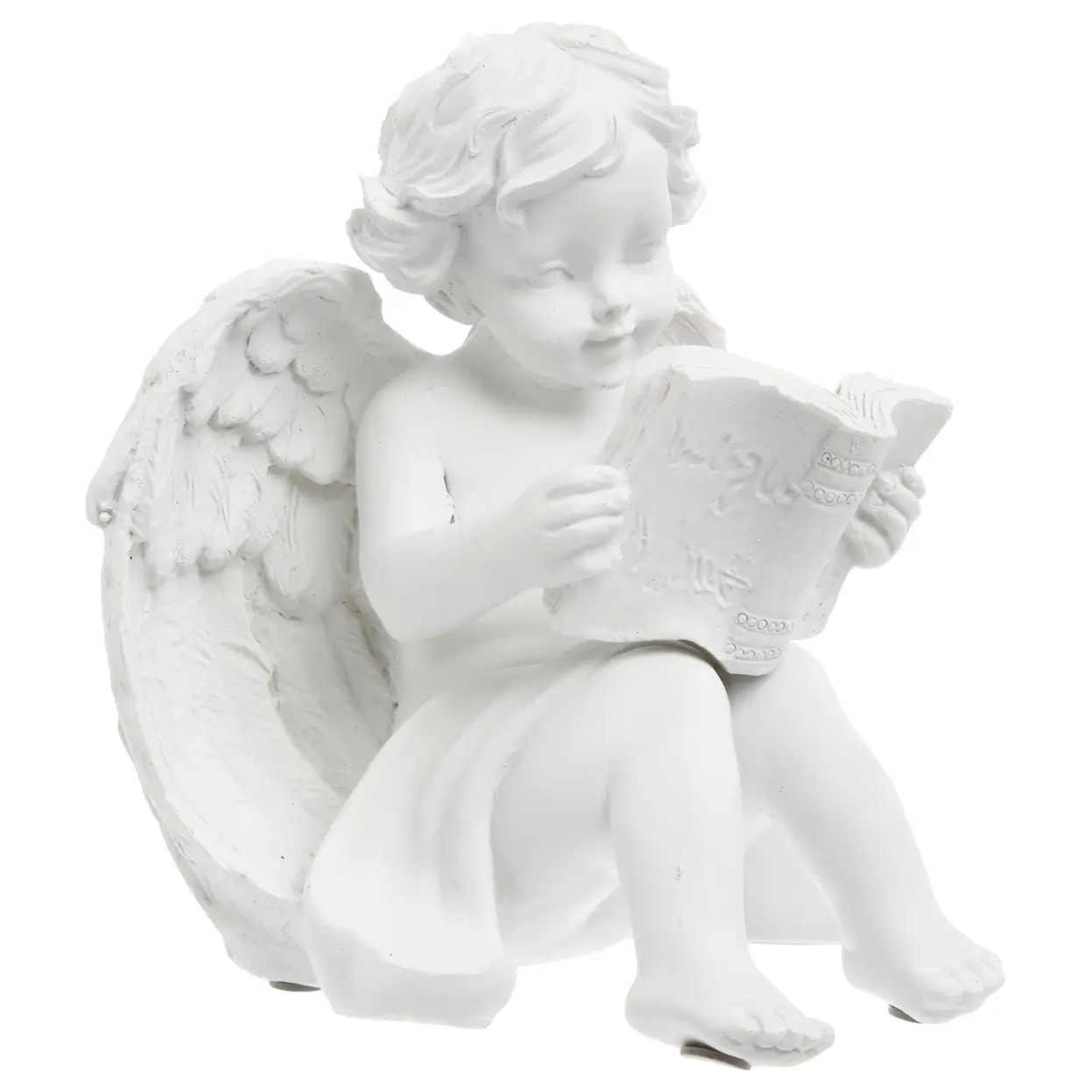 Ange assis H.15,5cm résine