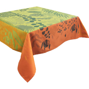 Nappe anti tache pur coton jacquard Orange festival citrus