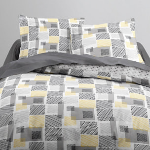 Parure housse de couette 3pcs 100% coton 57fils gris