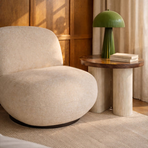 Lampe en métal strié olive THALIA