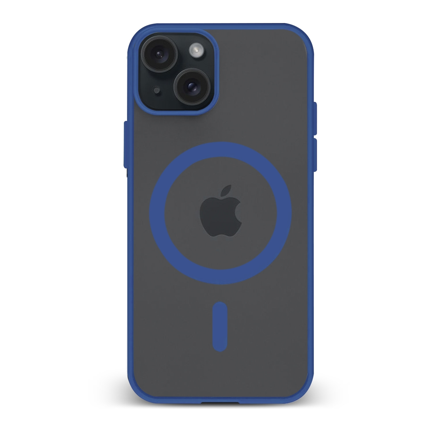 DAM Custodia ibrida anti-shock  Magsafe per iPhone 15. Bordi in silicone e retro in PVC. 7,44x1,06x15,04 centimetri. Colore: blu scuro