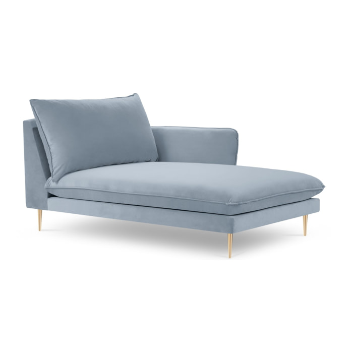 Méridienne droite "Vienna" en velours bleu clair