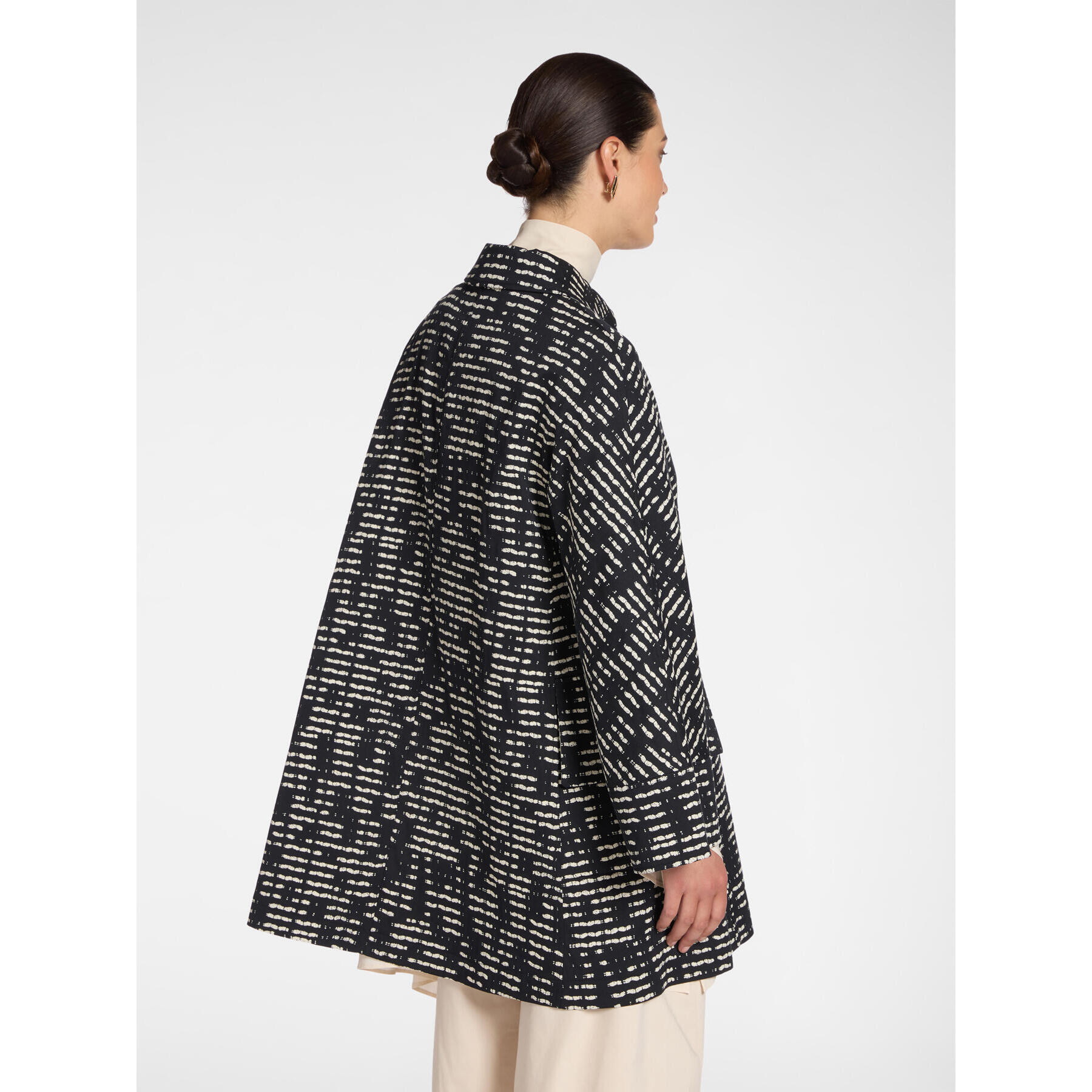 Elena Mirò - Abrigo mezcla algodón jacquard a rayas - Negro