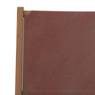 Fauteuil  en teck et cuir lisse marron - Kuna