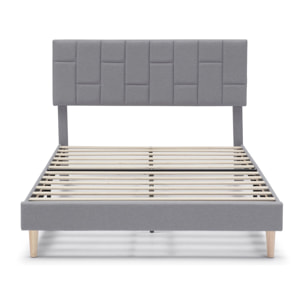 Estructura de Cama tapizada Sorni de 30 cm, 90/135-140/150x190 cm, Gris claro