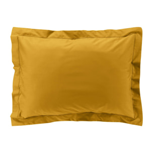 Taie d'oreiller volant plat 100% percale de coton ORIGINE - Jaune Curry