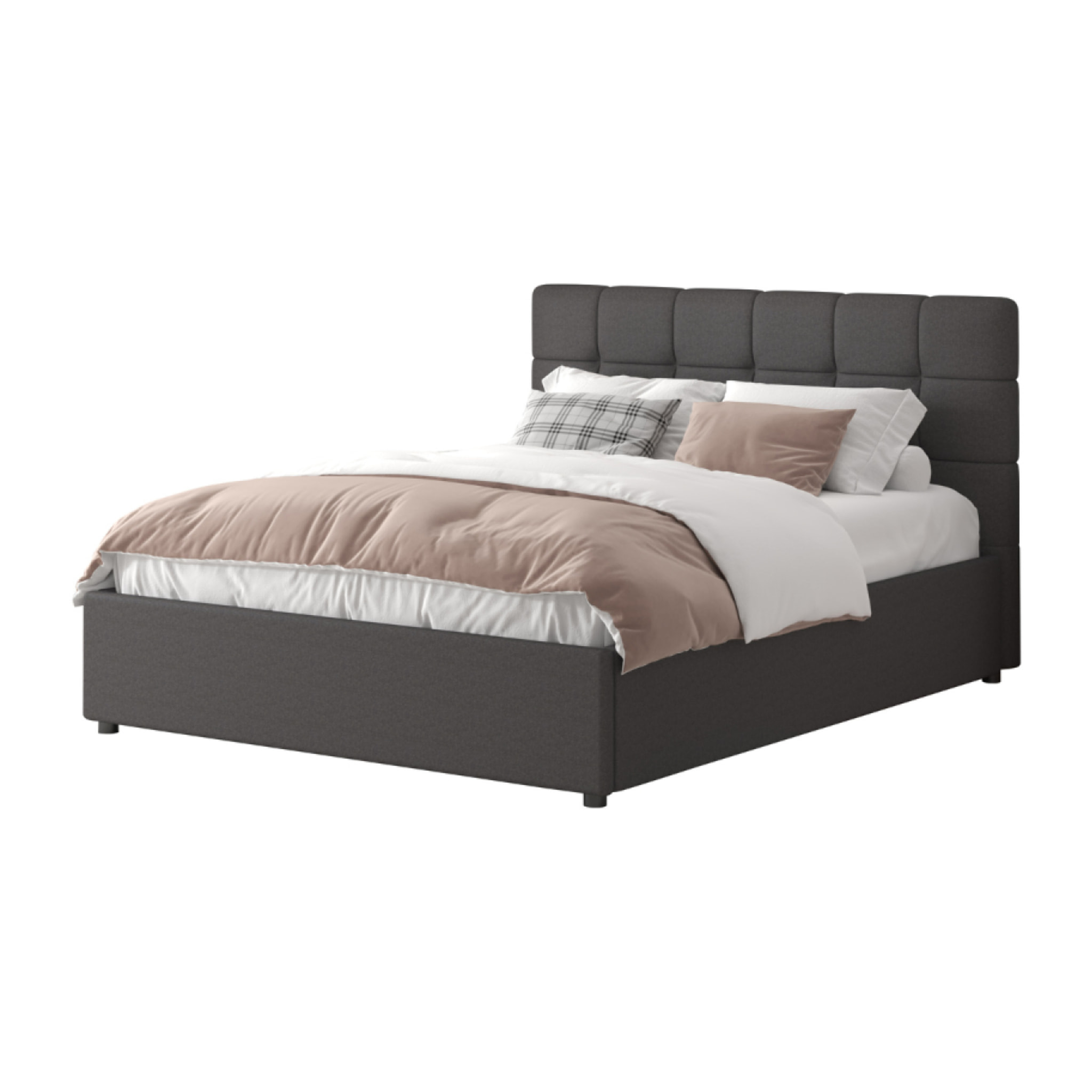 LYANNA Lit avec coffre de rangement 160x200cm velours gris foncé