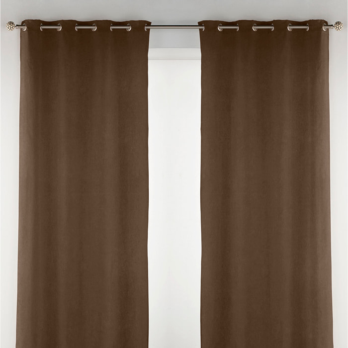 Rideau à oeillets oeillets en velours taupe 140x270 cm à l'unité