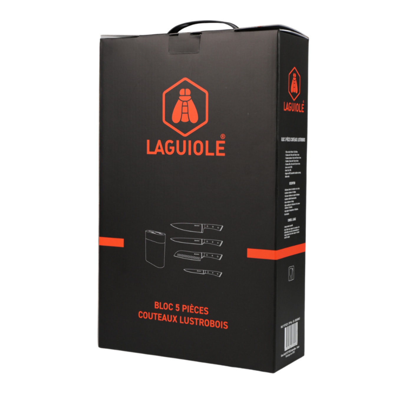 Bloc de 4 couteaux en acier noir - "Lustrobois"