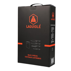 Bloc de 4 couteaux en acier noir - "Lustrobois"