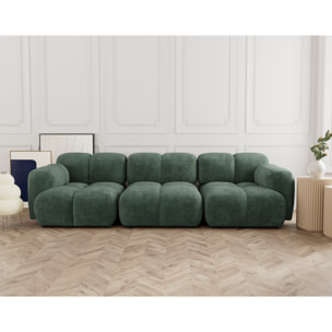 Grace - canapé modulable 3 places en velours texturé - Vert
