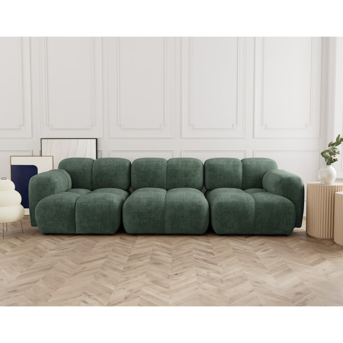 Grace - canapé modulable 3 places en velours texturé - Vert