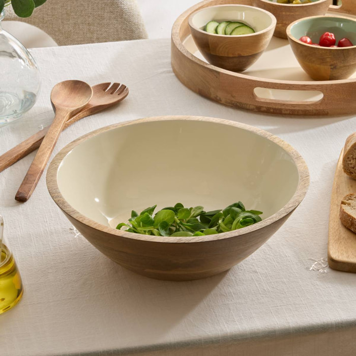 Saladier Inaya D30cm blanc chaud et manguier