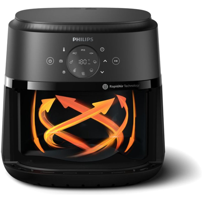 Friteuse sans huile PHILIPS NA231/00 Friteuse sans huile avec fenêtre de cuisson Noir/Argent, Série 2000 6.2L