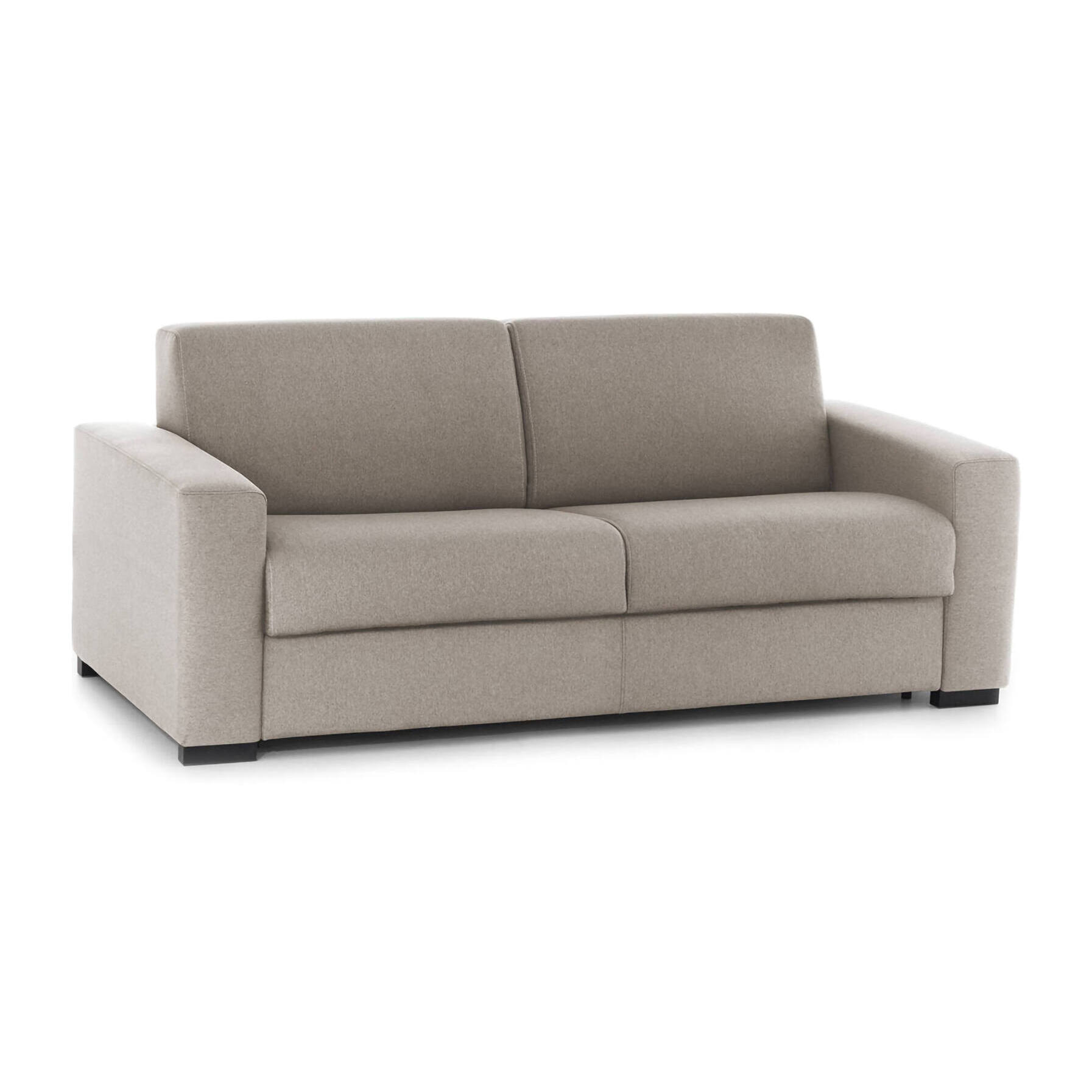 Divano Letto Alicia, Divano a 3 posti, 100% Made in Italy, Sofà Soggiorno con apertura girevole, in tessuto imbottito, con Braccioli slim, Cm 200x95h90, Tortora