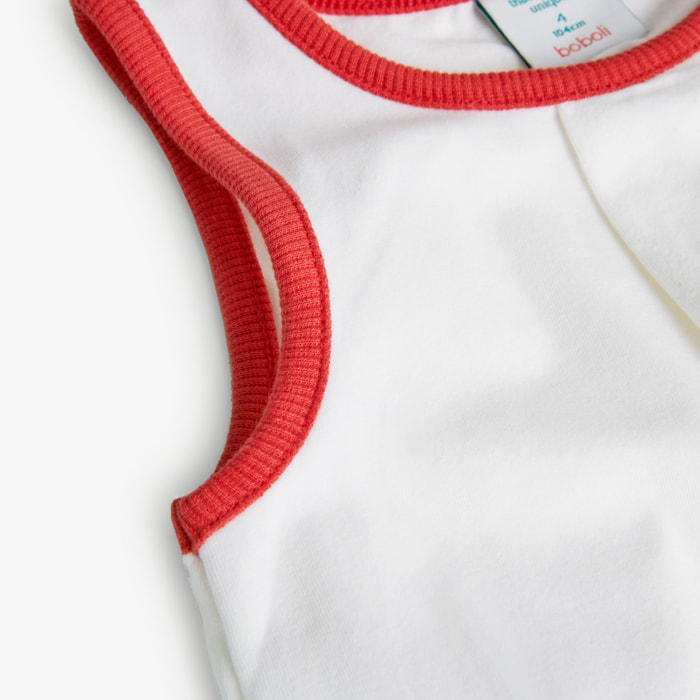 Camiseta elástica niña, algodón, tirantes, blanco