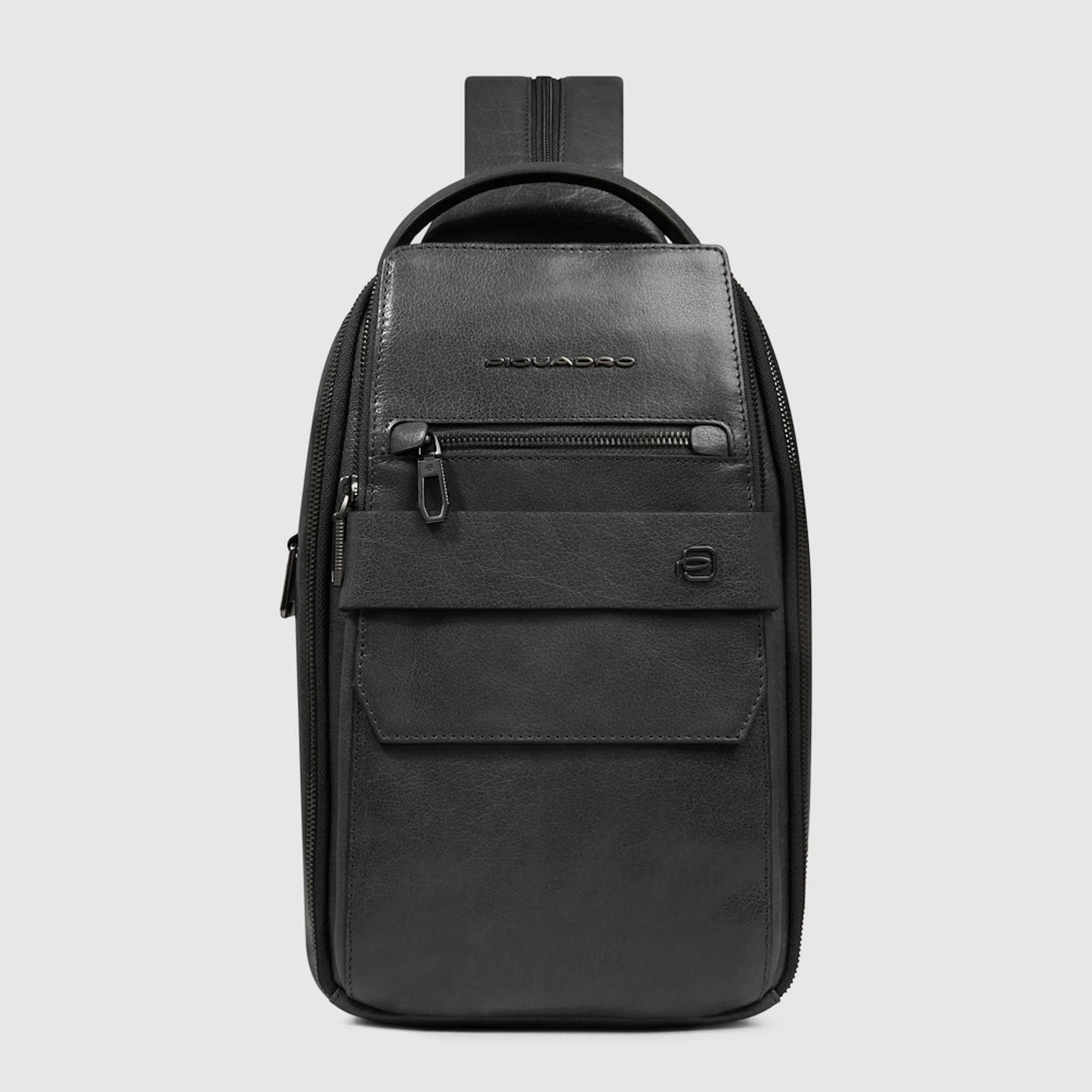 Piquadro Zaino monospalla personalizzabile in pelle porta iPad®mini con protezione RFID