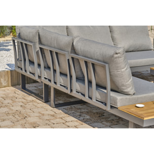 MIYAKO - Salon de jardin 5 places bois d'acacia et aluminium