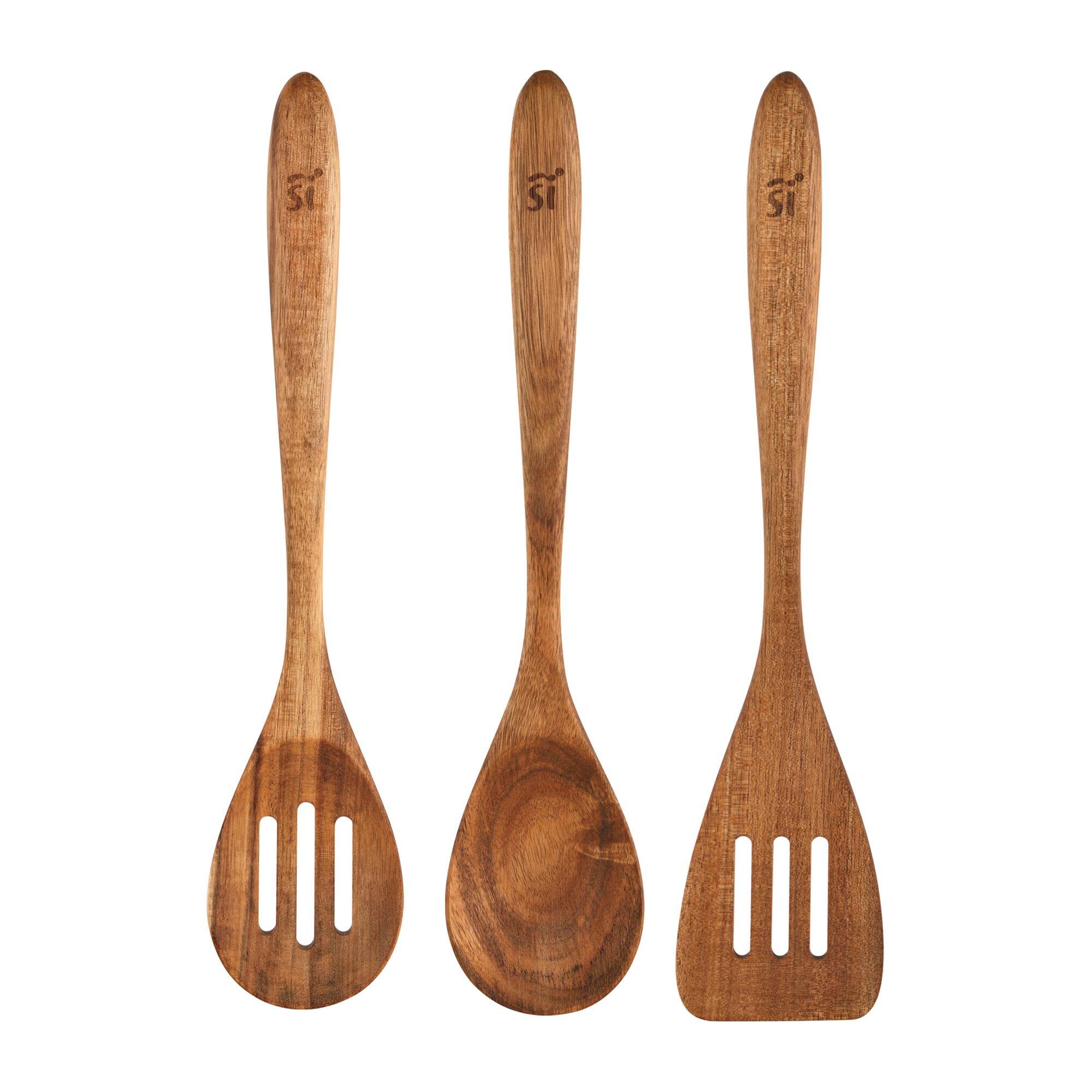 Juego de 3 utensilios de cocina de madera de acacia