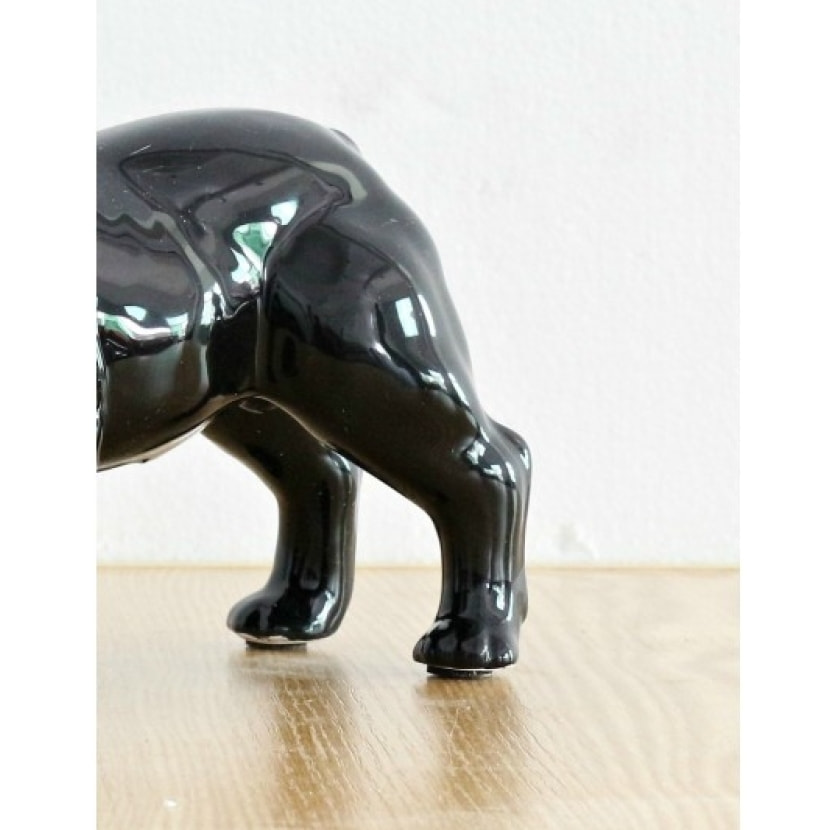 Statuette chien bulldog noir en résine H20cm - MAXWELL