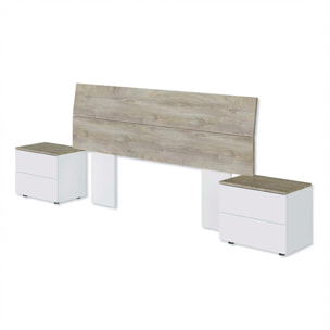 Set Camera Da Letto Con Testiera Matrimoniale Da 176 Cm E 2 Comodini Con Cassetti Testata Letto Arredo Per Letti 135 150 160 Cm Rovere E Bianco