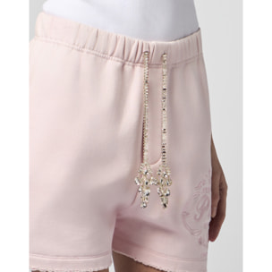 PHILIPP PLEIN Washed Fleece Shorts Tennis Club Crystals