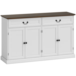 Buffet style classique chic - 4 portes, 2 étagères, 2 tiroirs - 140 x 40 x 85 cm - effet bois noyer blanc