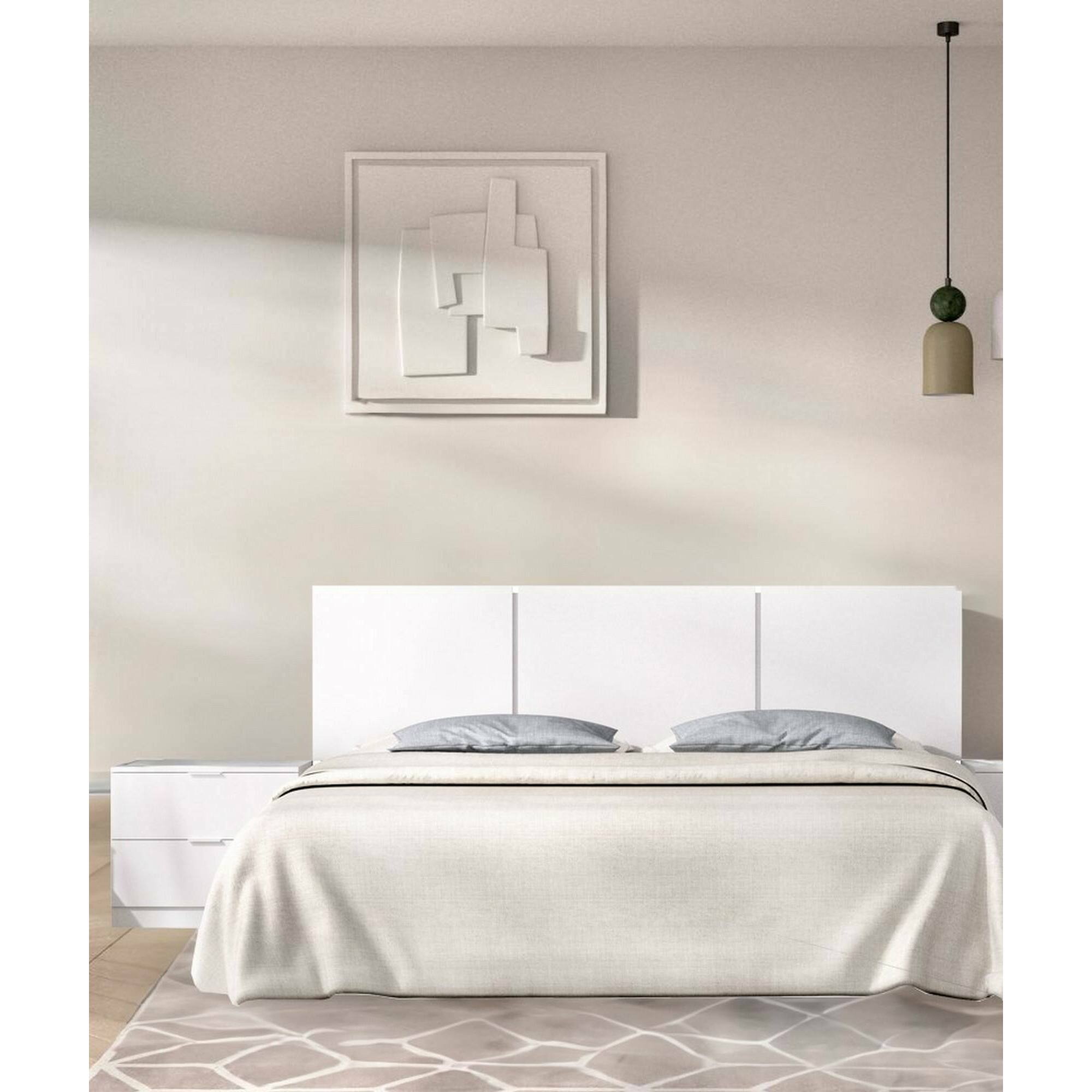 Testiera letto Chanhom, Spalliera, Testata per camera da letto, Poggiatesta, 157x34 h96 cm, Bianco