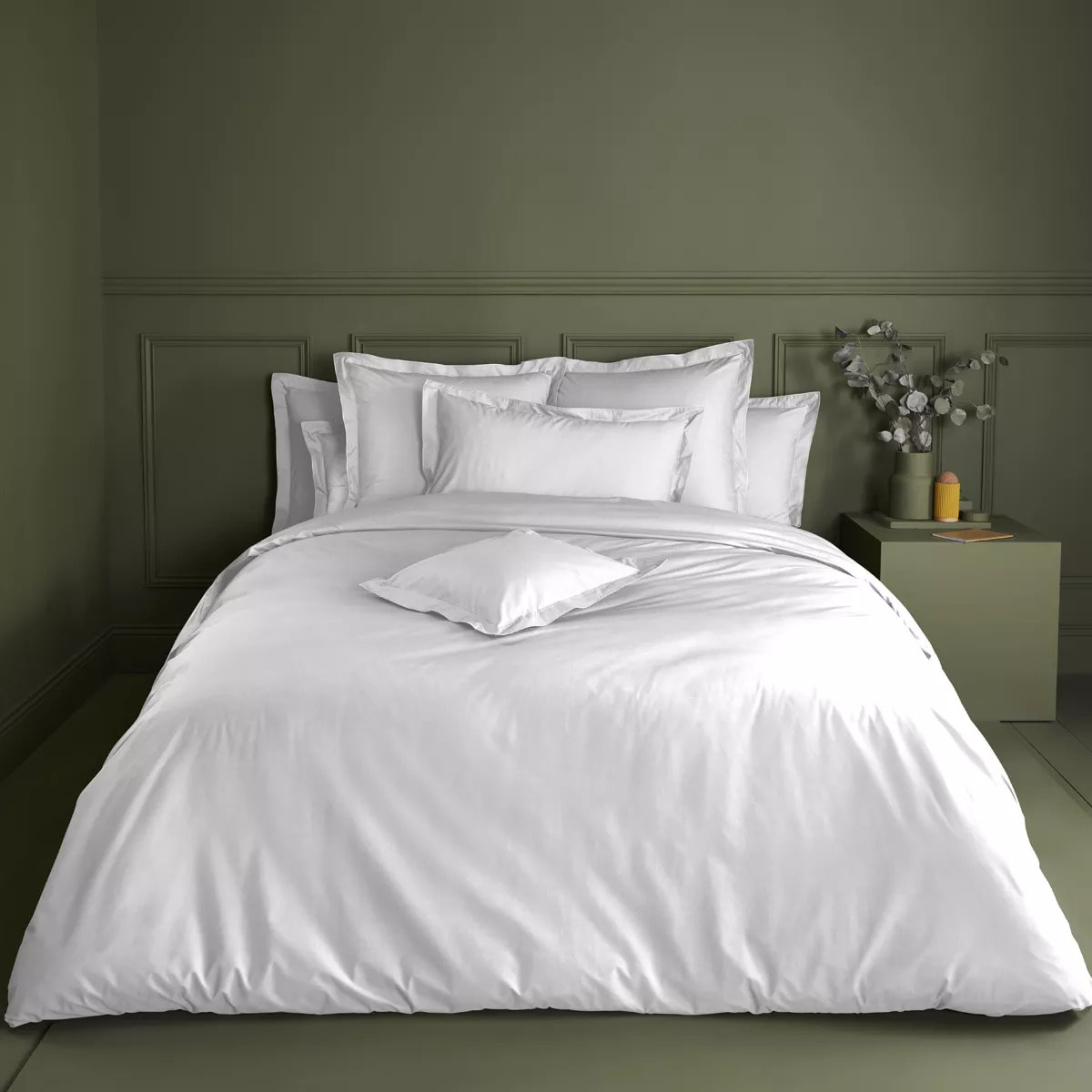 Drap housse b40 percale de coton uni blanc La percale francaise neige