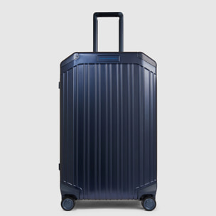 Piquadro Valise trolley moyen à 4 roues en aluminium et cuir avec serrure TSA et housse imperméable
