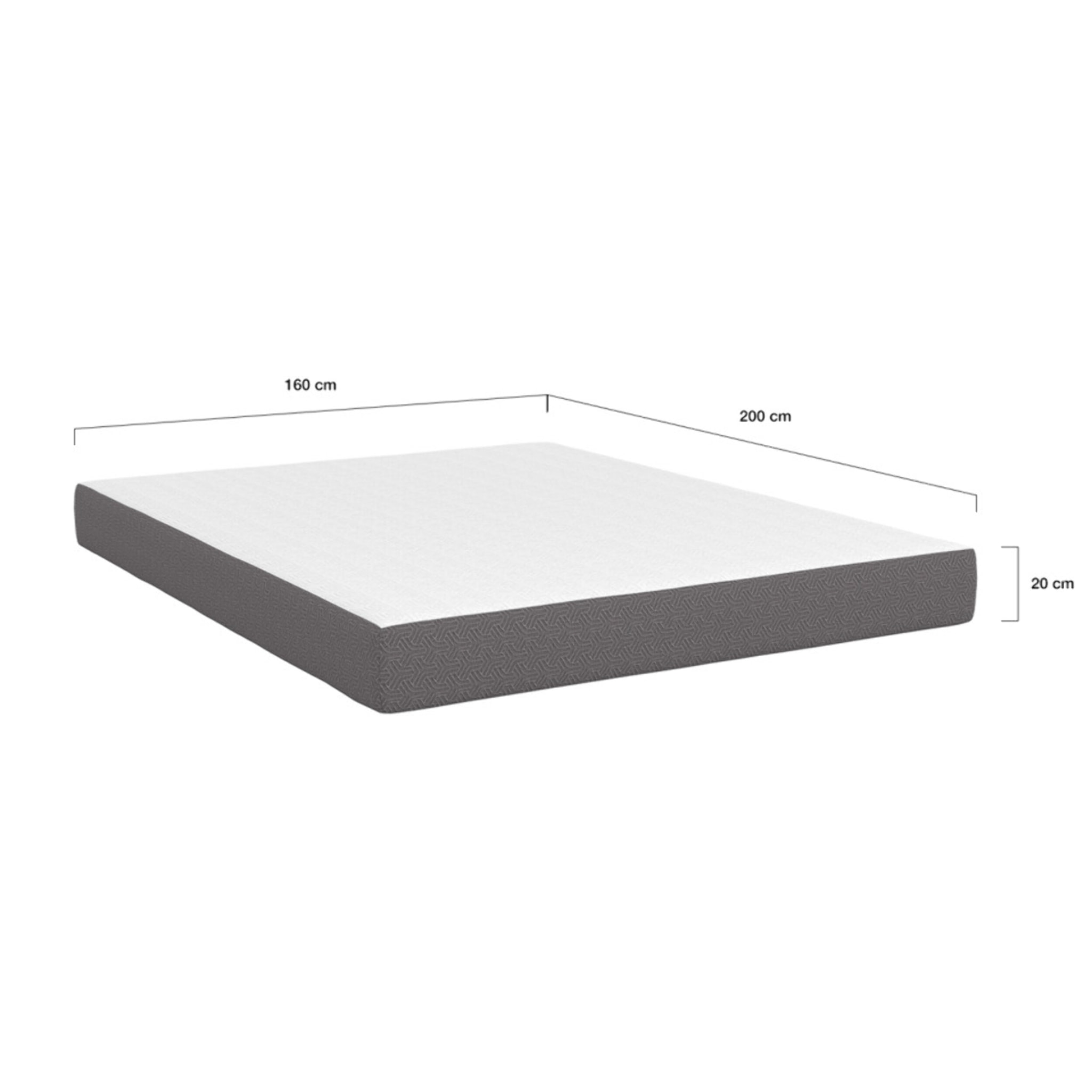Matelas mémoire de forme épaisseur 20cm blanc et gris 160x200cm