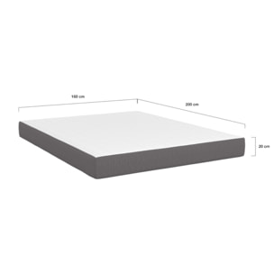 Matelas mémoire de forme épaisseur 20cm blanc et gris 160x200cm