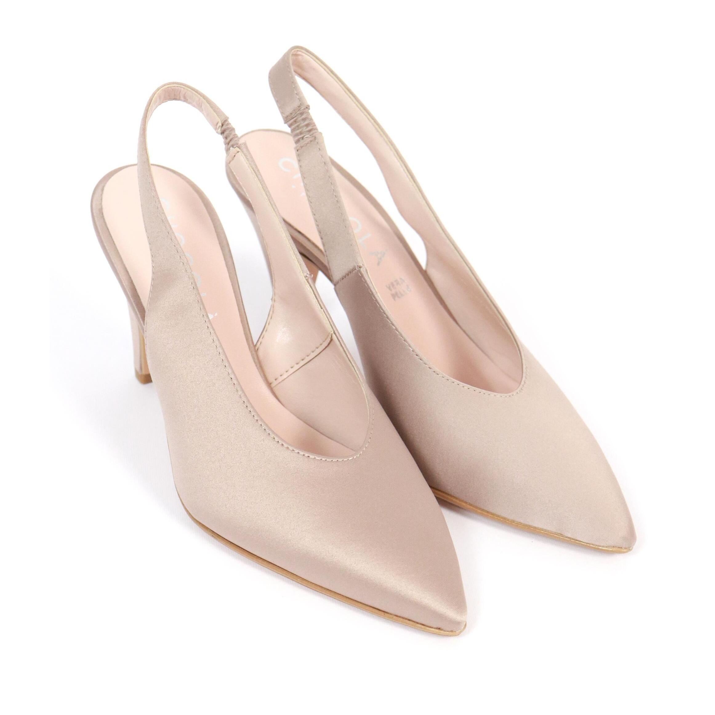 SLINGBACK CHOCOLA' RASO NUDE