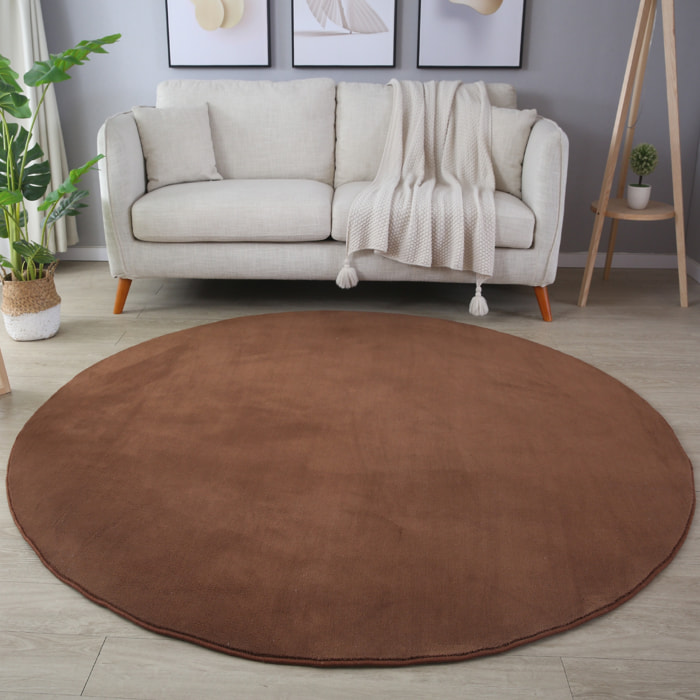 MOSCOU - Tapis rond uni Marron