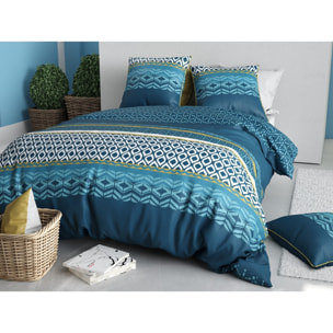 Parure housse de couette microfibre effet pêche TRIBAL