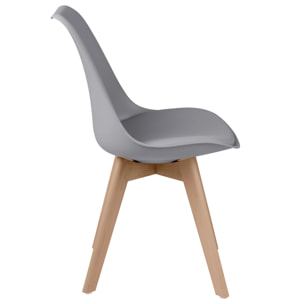 Lot de 2 chaises gris clair et pieds bois - Skandi