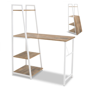 Bimyo - Scrivania pieghevole con libreria salvaspazio 50x41xH128 cm in stile industrial oak