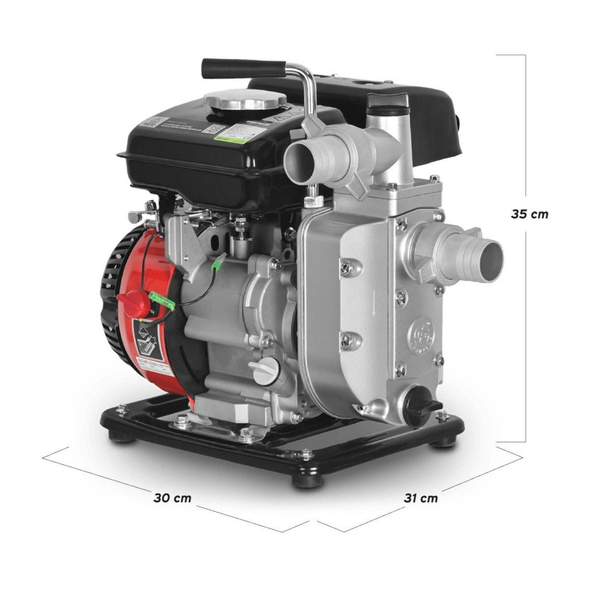 Motobomba para extraer y mover agua, 79cc, 2,6cv, caudal máxima caudal 12m3/h - altura máxima bombeo 18m - GREENCUT GWP200X