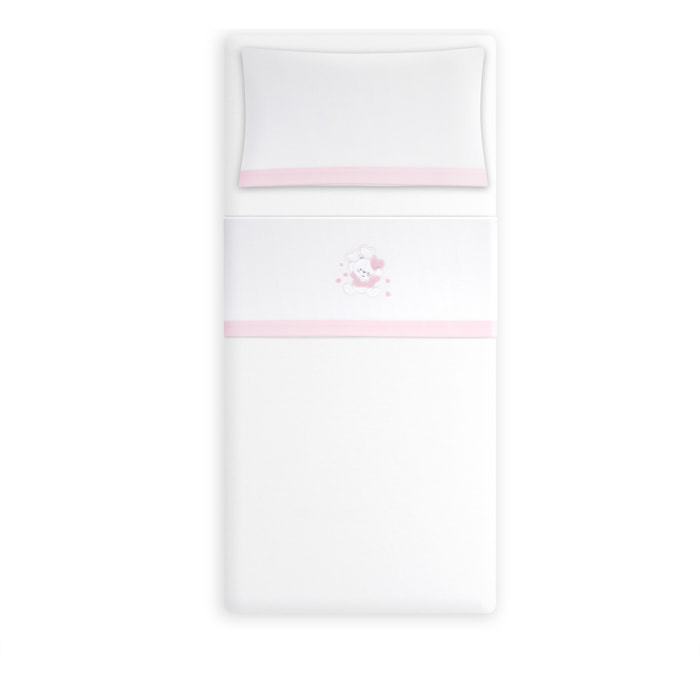 Triptico Coche Coralina D. Algodon Oso Corazones Bco/Rosa