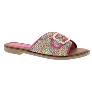 Marina Galanti Scarpe Donna Flat Slippers with Gold Horsebit MG 1E162 Fuxia