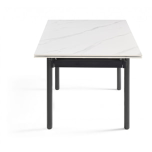 Table extensible en céramique marbre blanc L160/240cm pieds métal - UNIK