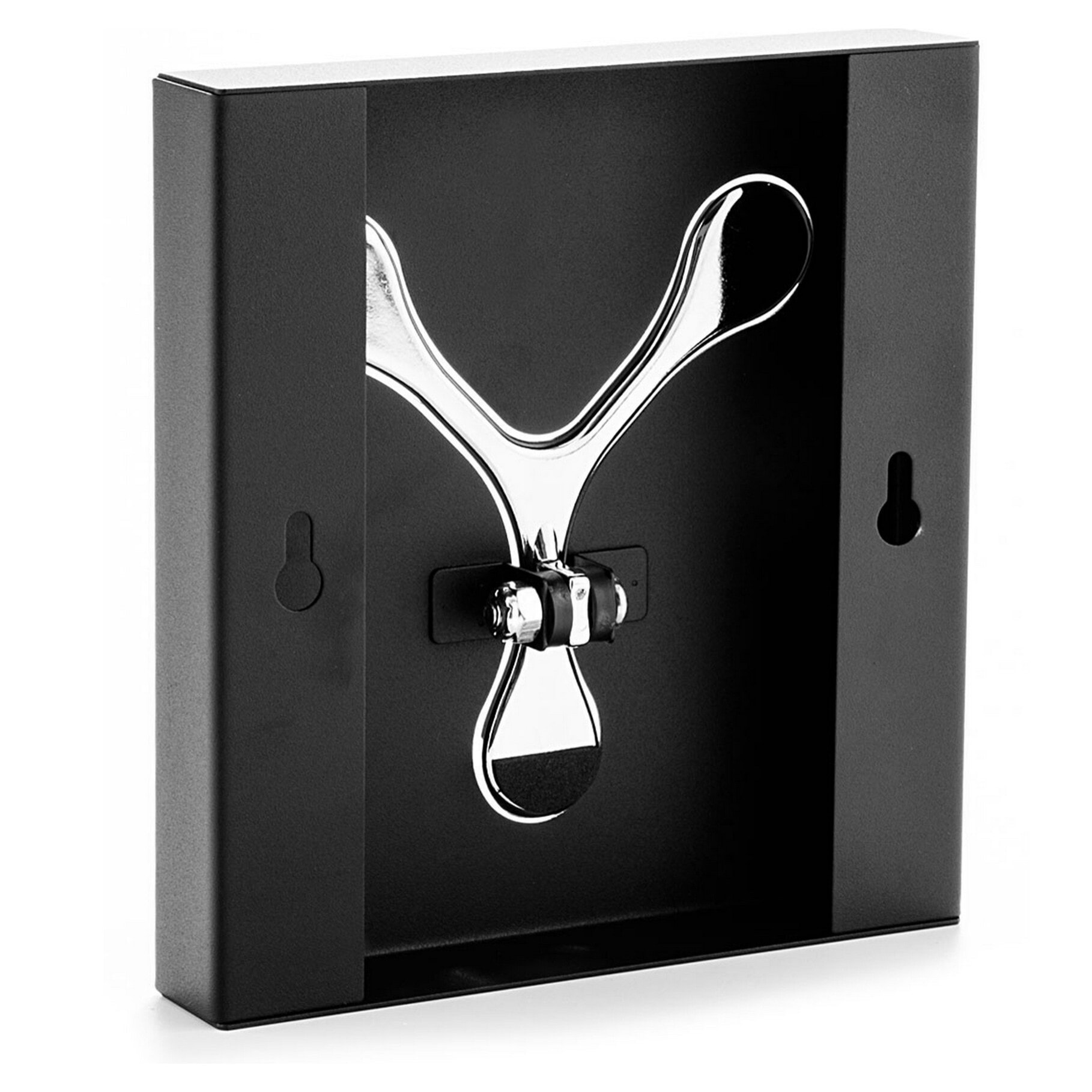 Porte-manteau mural Tomasucci BIN 1 BLACK, métal noir mat, 17,5 × 2 × 16,5 cm